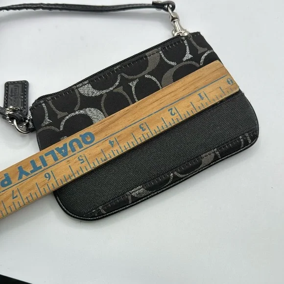 Coach Black Logo Monogram Wristlet Bag Purse Clutch - Picture 3 of 16